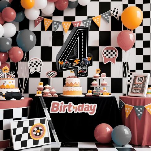 Truck Number 4 Pinata, Truck Birthday Decorations with 16 Inch Piñata Stick Blindfold Confetti for 4th Birthday Party Supplie in Saudi Arabia