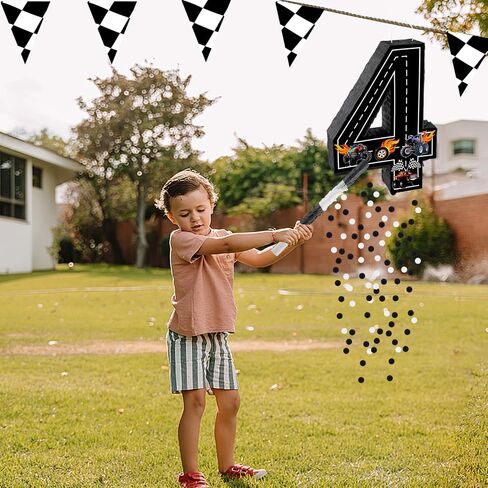 Truck Number 4 Pinata, Truck Birthday Decorations with 16 Inch Piñata Stick Blindfold Confetti for 4th Birthday Party Supplie in Saudi Arabia