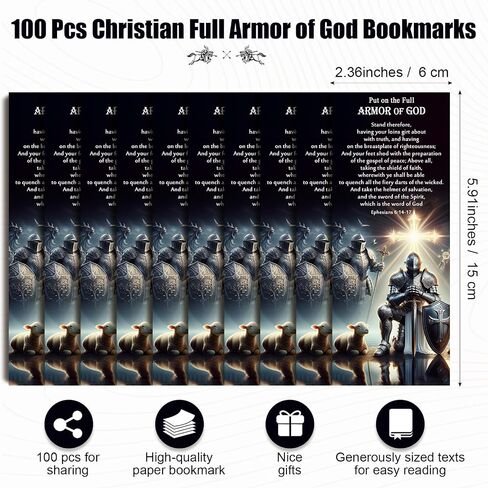 100 PCS Armor of God Wodmarks Gifts Gifts Higts Bible Bible Bible Starks Bulk Bulk Christian Gospel Mission Cards for Class the the the the the the the the school school school sabbath (Silver Black) in Saudi Arabia