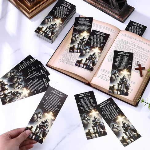 100 PCS Armor of God Wodmarks Gifts Gifts Higts Bible Bible Bible Starks Bulk Bulk Christian Gospel Mission Cards for Class the the the the the the the the school school school sabbath (Silver Black) in Saudi Arabia