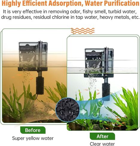 Hygger Aquarium Carbon المنشط ، الفحم المنشط قشرة جوز الهند الطبيعية المتميزة للمياه العذبة والمياه المالحة ، وسائط مرشح خزان الأسماك ، الكربون لتنقية المياه (10.5 أونصة مع حقيبة شبكية دقيقة) in Kuwait