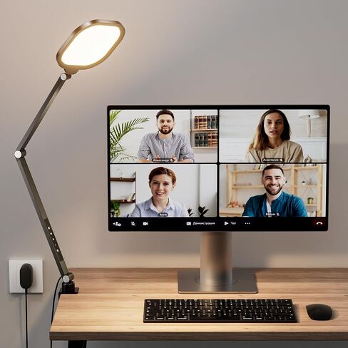 LitONES Video Conference Lighting for Computer, Zoom, Video Recording,White | 15W Desk Ring Light with C- Clamp, Swing Arm, Remote, Memory & Timer CRI 97.8, Video Lighting for Webcam,Streaming, Podcast in Saudi Arabia