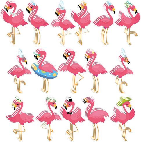 48 Pcs Flamingo Bulletin Board Cutouts Colorful Flamingo Classroom Cutouts Summer Bulletin Board Decorations for Hawaii Welcome Party Classroom, 16 Styles in Kuwait