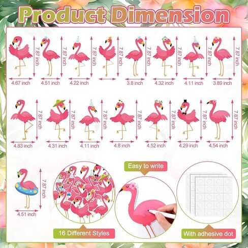48 Pcs Flamingo Bulletin Board Cutouts Colorful Flamingo Classroom Cutouts Summer Bulletin Board Decorations for Hawaii Welcome Party Classroom, 16 Styles in Kuwait
