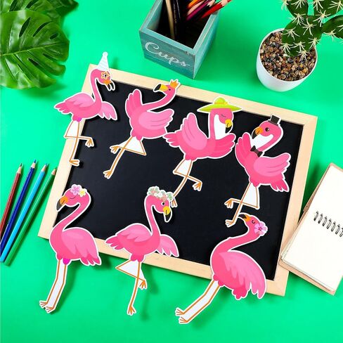48 Pcs Flamingo Bulletin Board Cutouts Colorful Flamingo Classroom Cutouts Summer Bulletin Board Decorations for Hawaii Welcome Party Classroom, 16 Styles in Kuwait