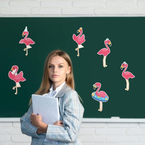 48 Pcs Flamingo Bulletin Board Cutouts Colorful Flamingo Classroom Cutouts Summer Bulletin Board Decorations for Hawaii Welcome Party Classroom, 16 Styles in Kuwait