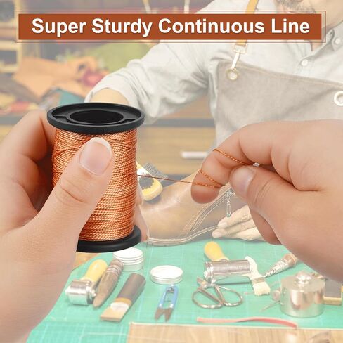 Poexuzi Upholstery Repair Sewing Kit Thread for Leather, Furniture, Shoe, Carpet, 1 Rolls Nylon Thread (53 Yard Per Roll), 7 Shaped Needles, (Brown) in Saudi Arabia