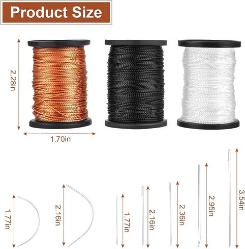Poexuzi Upholstery Repair Sewing Kit Thread for Leather, Furniture, Shoe, Carpet, 1 Rolls Nylon Thread (53 Yard Per Roll), 7 Shaped Needles, (Brown) in Saudi Arabia