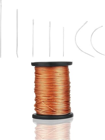 Poexuzi Upholstery Repair Sewing Kit Thread for Leather, Furniture, Shoe, Carpet, 1 Rolls Nylon Thread (53 Yard Per Roll), 7 Shaped Needles, (Brown) in Saudi Arabia