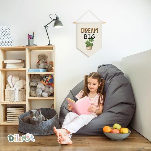 Nature Classroom Decor Canvas Banner,Inspirational Wall Decor,Boho Classroom,Dream Big Hanging Pennant Banner Flags for Classroom,Library,Bedroom,Living Room,Playroom,Nursery,Birthday Gifts in Kuwait