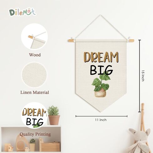Nature Classroom Decor Canvas Banner,Inspirational Wall Decor,Boho Classroom,Dream Big Hanging Pennant Banner Flags for Classroom,Library,Bedroom,Living Room,Playroom,Nursery,Birthday Gifts in Kuwait