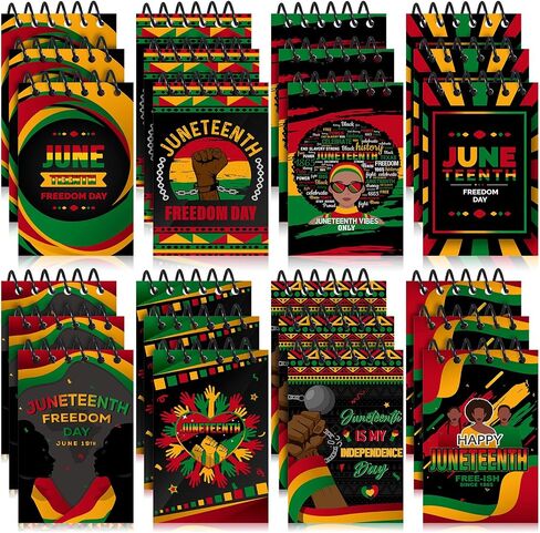 Containlol 24 Pieces Mini Juneteenth Notebooks, Juneteenth Theme Small Mini Memo Pad Juneteenth Pattern Notepads for Kids Gift, Juneteenth Party Favor Supplies, 8 Patterns in Saudi Arabia