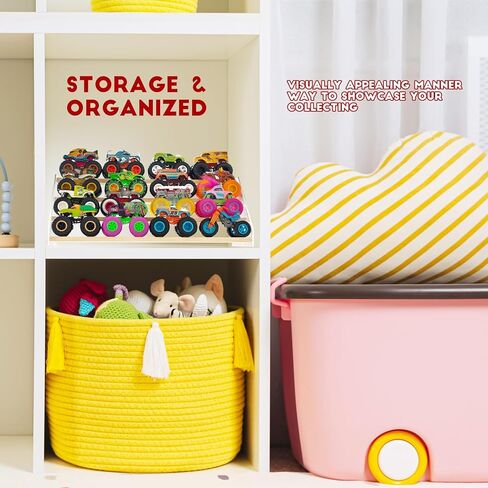 Aaiphuwew Display Case لشاحنات Monster Storage Storage Cars Cars Shelizer ، 4 مستويات شاحنة خشبية على رف شاحنات شاحنة لسيارات الألعاب in Kuwait