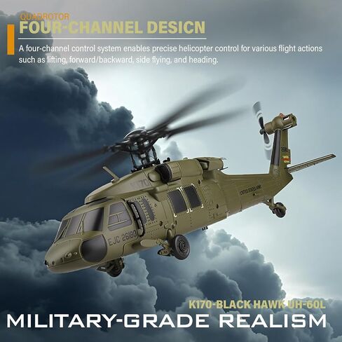 طائرة هليكوبتر K170 UH60L RC ، طائرة هليكوبتر خاضعة للرقابة عن بُعد للمبتدئين البالغين ، 2.4G 4CH RC المستوى 6-AXIS GROSCOST ALFITUST in Kuwait