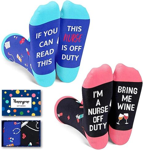 HAPPYPOP Nurse Gifts Nursing Students Gifts RN Gifts CNA Gifts RN Medical Assistant Med School Gifts, Nurse Off Duty Nursing Medical Socks In 2 Pack in Saudi Arabia
