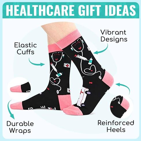 HAPPYPOP Nurse Gifts Nursing Students Gifts RN Gifts CNA Gifts RN Medical Assistant Med School Gifts, Nurse Off Duty Nursing Medical Socks In 2 Pack in Saudi Arabia