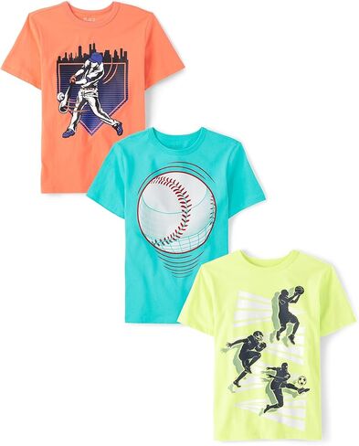 The Children's Place Boys Short Sleeve Graphic T-Shirts,Multipacks, Sports 5-Pack in Saudi Arabia
