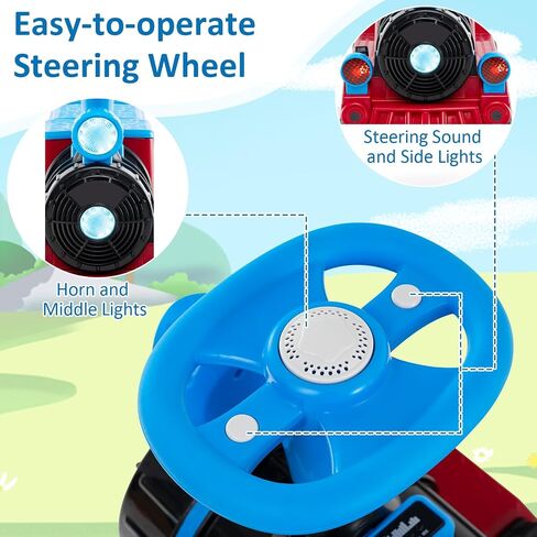 Costzon Ride on Train Trackless, 12V 2-Seater Ride on Toy with Train Whistle, LED Lights, Music & Removable Chair, Electric Train w/One-Button & Soft Start, Gift for Boys & Girls (2 Seaters,Red) in Saudi Arabia