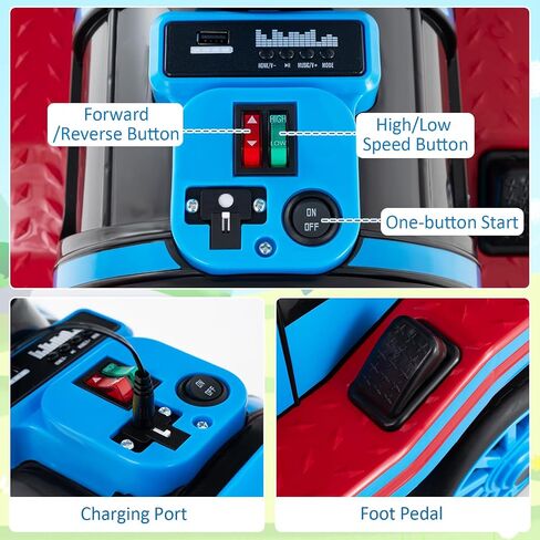 Costzon Ride on Train Trackless, 12V 2-Seater Ride on Toy with Train Whistle, LED Lights, Music & Removable Chair, Electric Train w/One-Button & Soft Start, Gift for Boys & Girls (2 Seaters,Red) in Saudi Arabia