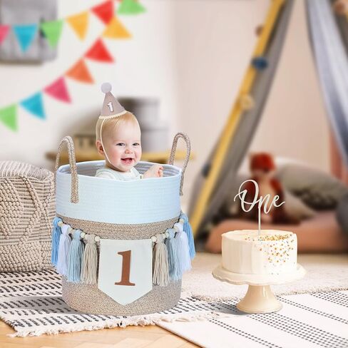 1st Birthday Decorations Boy, High Chair Banner First Birthday Decorations Boho Wood Bead Tassel, Baby 1st Party Hat with One Cake Topper in Saudi Arabia