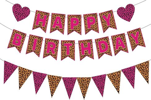 Cheetah Print Birthday Party Decorations,Leopard Happy Birthday Banners for Girls Women Birthday Party Decor Sulpplies in Kuwait