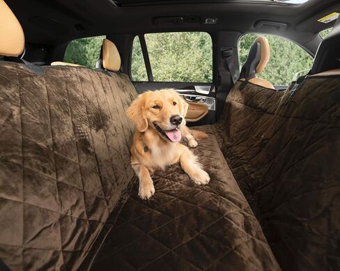 Plush Paws Products Velvet Rear Car Seat Protector w/Hammock | Washable & Waterproof Back Seat Dog Cover for Car, Truck, & SUV | Nonslip, Tear Resistant Pet Seat Cover | X-Large Chocolate in Saudi Arabia