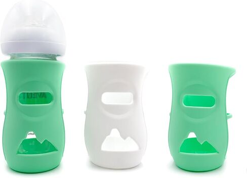 2 Pack 100% Silicone Sleeves for Avent Natural Glass Baby Bottles, Anti Breakage Baby Bottle Holder, Compatible Philips Avent Glass Natural Baby Bottle 8 oz, BPA Free (Pink-Purple) in Saudi Arabia