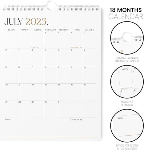 تقويم الحائط Karto 2025 - تم تشغيل 11x17 بوصة رأسية حتى يونيو 2026 - تعزيز إنتاجيتك والتخطيط السهل مع التقويم الشهري الجمالي - بوهو - بوهو in Saudi Arabia