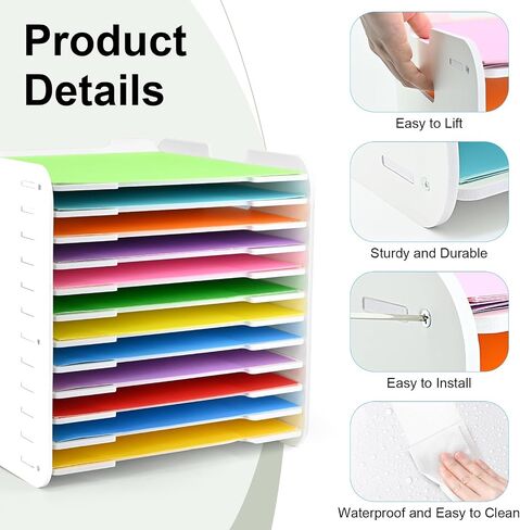 12x12 Paper Organizer, 12-Tier Scrapbook Paper Storage, Stackable Desktop File Holder for Home, Office, Classroom, and Craft Room in Saudi Arabia