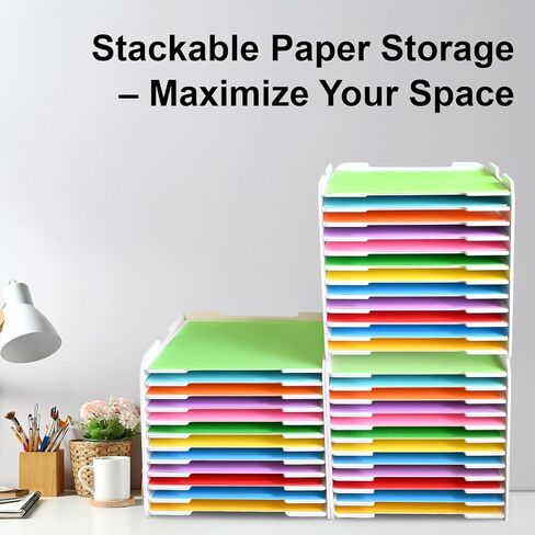 12x12 Paper Organizer, 12-Tier Scrapbook Paper Storage, Stackable Desktop File Holder for Home, Office, Classroom, and Craft Room in Saudi Arabia
