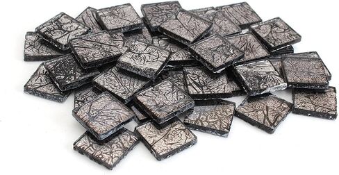 Milltown Merchants 3/4 Inch (20mm) Foil Mosaic Tile, 1 Pound (16 oz. Bag) (1 Pound, Black) in Saudi Arabia