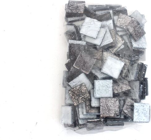 Milltown Merchants 3/4 Inch (20mm) Foil Mosaic Tile, 1 Pound (16 oz. Bag) (1 Pound, Black) in Saudi Arabia