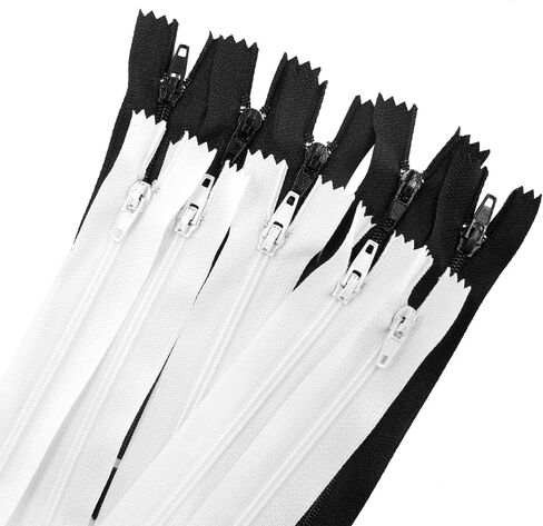 pson 20PCS 5 Inch Black and White Nylon Coil Zippers, Closed End Zippers for DIY Tailor Sewing Craft Bag in Kuwait