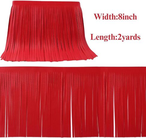 Black PU Leather Fringe Trim 8 Inch Tassel Trim for Sewing - DIY Crafts, Clothing, Bags Decoration (2yards) in Kuwait