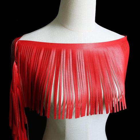 Black PU Leather Fringe Trim 8 Inch Tassel Trim for Sewing - DIY Crafts, Clothing, Bags Decoration (2yards) in Kuwait