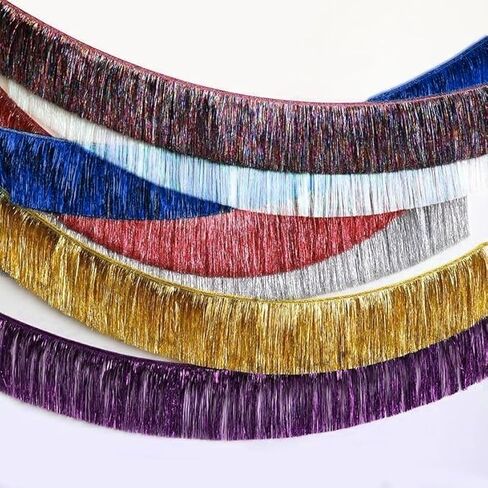 10 Yards 6 Inch Wide Metallic Fringe Trim Tinsel Fringe Tinsel Trim DIY Latin Dance Costume Clothing Accessories Shiny Tassel Lace Fringe Trimming Dance Tassels Trim (Dark Blue) in Saudi Arabia