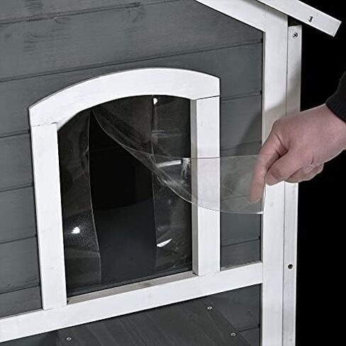 Pawhut المكون من طابقين Cat House في الهواء الطلق ، حاوية قط خشبية مقاومة للتسلية للقطط الوحشية مع باب الهروب ، سقف مفتوح ، منصات القفز ، أبيض in Kuwait