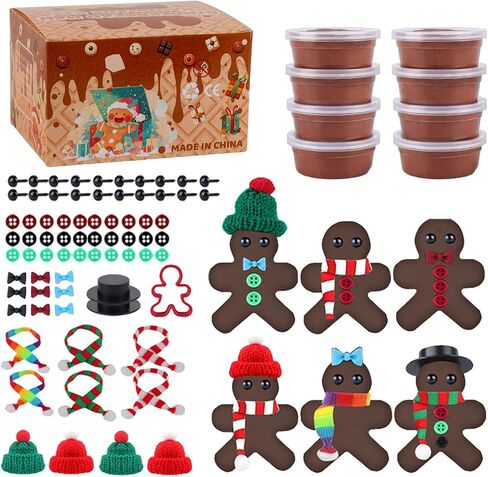 8pack عيد الميلاد الزنجبيل Man Man Diy Crafts Kit - Air Clay Gingerbread Crafts for Kids - Air Creative Dry Clay Modeling Decorations - Kids Gingerbread Man Gift for School Winter Party in Kuwait