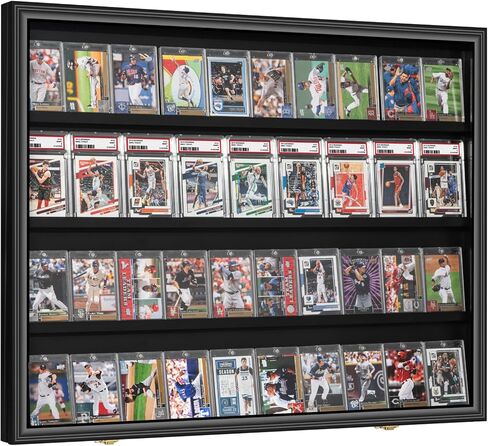 40 Large Baseball Card Display Case Graded Sports Card Display Frame Trading Cards Wooden Wall Cabinet with UV Protection Acrylic Front for Football Basketball Hockey Cards Collection in Kuwait