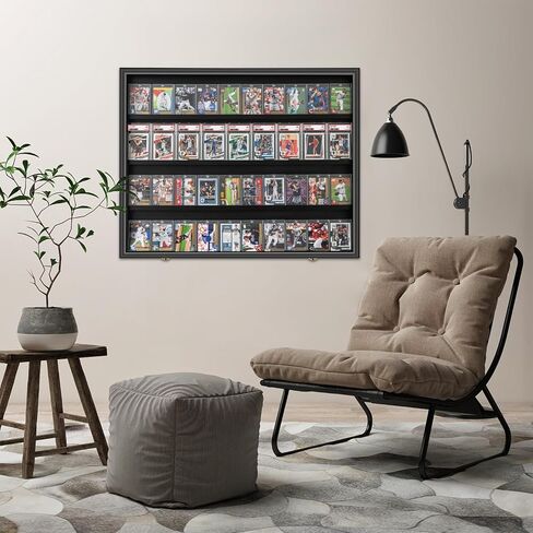 40 Large Baseball Card Display Case Graded Sports Card Display Frame Trading Cards Wooden Wall Cabinet with UV Protection Acrylic Front for Football Basketball Hockey Cards Collection in Kuwait