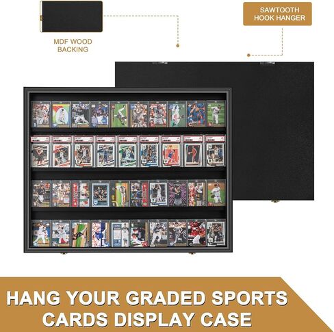 40 Large Baseball Card Display Case Graded Sports Card Display Frame Trading Cards Wooden Wall Cabinet with UV Protection Acrylic Front for Football Basketball Hockey Cards Collection in Kuwait