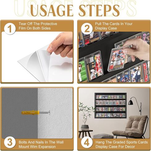 40 Large Baseball Card Display Case Graded Sports Card Display Frame Trading Cards Wooden Wall Cabinet with UV Protection Acrylic Front for Football Basketball Hockey Cards Collection in Kuwait