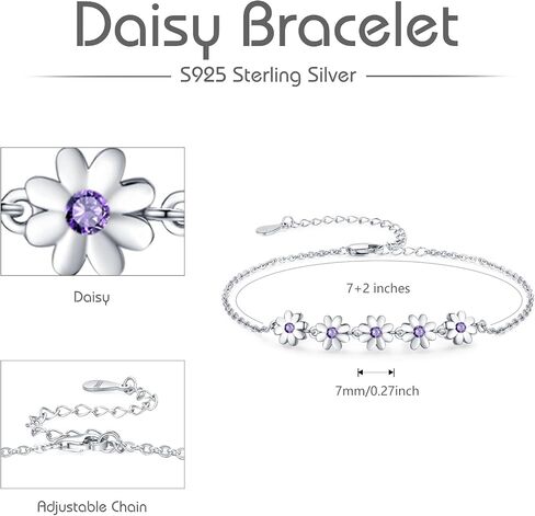 Daisy Bracelet for Women Sterling Silver Daisy Bracelet Bracelet with Daisy Daisy Flower Bracelet Daisy Jewelry Daisy Gifts for Women Girls in Saudi Arabia