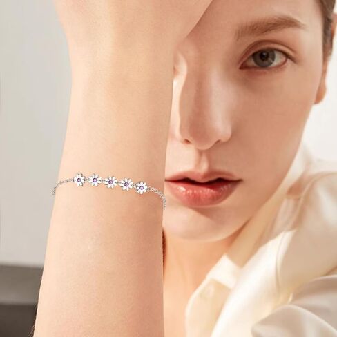 Daisy Bracelet for Women Sterling Silver Daisy Bracelet Bracelet with Daisy Daisy Flower Bracelet Daisy Jewelry Daisy Gifts for Women Girls in Saudi Arabia