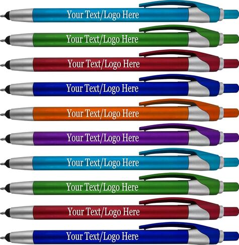 Personalized With your Custom Logo or Text Pens-Pack of 450- for Marketing, Parties, and Events, 2 in 1 Capacitive Stylus & Ballpoint Pen Compatible With Touchscreen Devices, Black Ink, Purple Pens in Kuwait