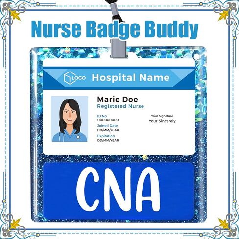 LPN Badge Buddy Card Ombre Glitter Horizontal Badge Identification Tags for LPN Nurse (Pink LPN) in Kuwait