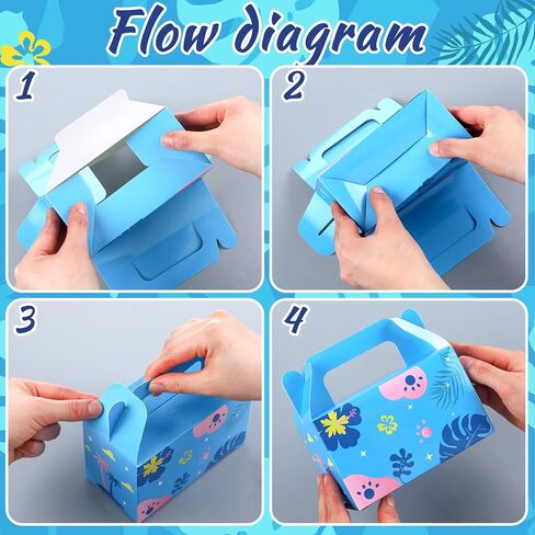 Bucherry 12 PCS Cartoon Party Blue و Pink Cartoon Boxes مربعات كراتون كرتونية لطيف صناديق هدايا هاواي لوا. in Saudi Arabia