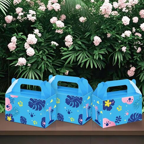 Bucherry 12 PCS Cartoon Party Blue و Pink Cartoon Boxes مربعات كراتون كرتونية لطيف صناديق هدايا هاواي لوا. in Saudi Arabia
