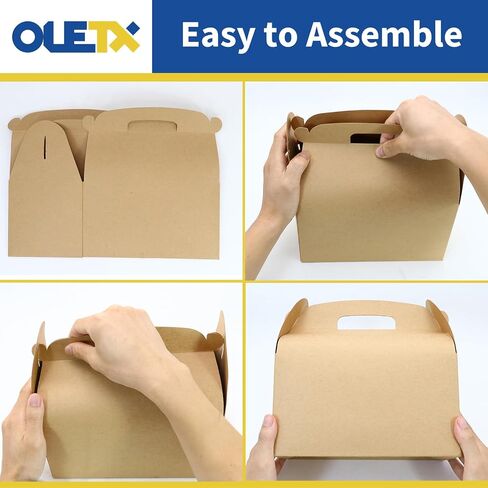 OLETX 30PCS 9 بوصة صناديق هدايا كبيرة الجملون ، الحفل الأبيض لصالح الصناديق ، صندوق الغداء مع مقابض لعيد ميلاد النشاط مدرسة الزفاف in Kuwait
