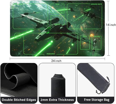 Starry Spaceship Mouse Pad: SWD Playmat Featuring a Non-Slip Base and Stitched Edges, Playmat Suitable for TCG (Zones,xq5) in Saudi Arabia